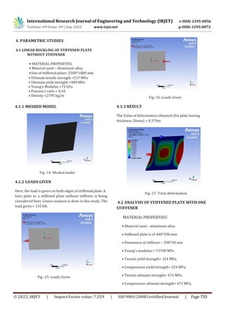 NONLINEAR BUCKLING ANALYSIS OF STIFFENED PLATE | PDF