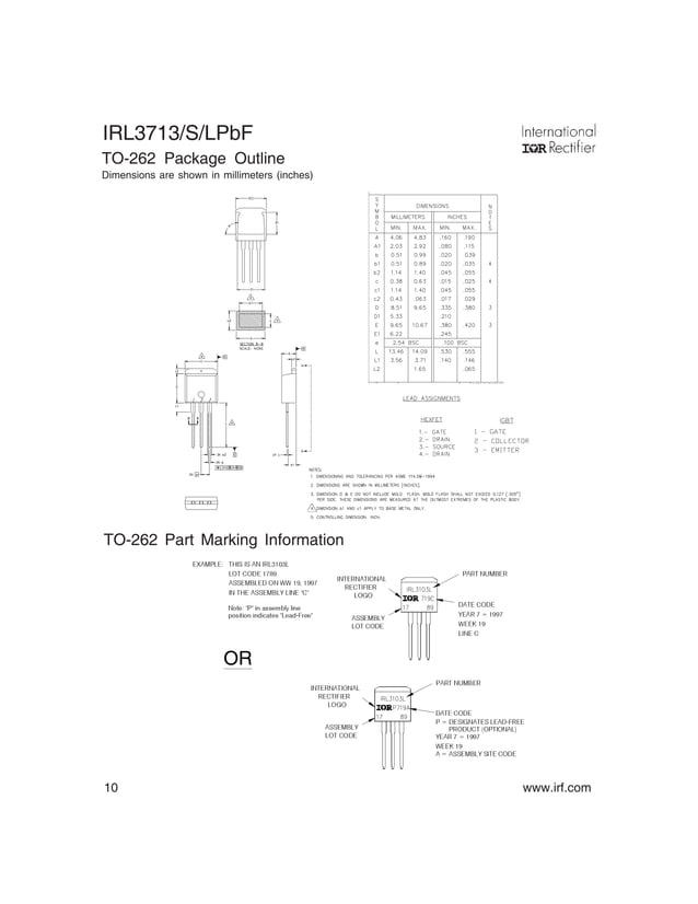 10 Pezzi IRF3703 3708 3709 3710 3713 3808 4905 6218 PBF TO-220 – Transistor Smw