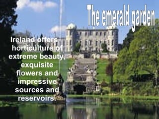 Ireland offers horticulture of extreme beauty, exquisite flowers and impressive sources and reservoirs. The emerald garden 