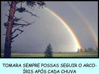 TOMARA SEMPRE POSSAS SEGUIR O ARCO-ÍRIS APÓS CADA CHUVA 