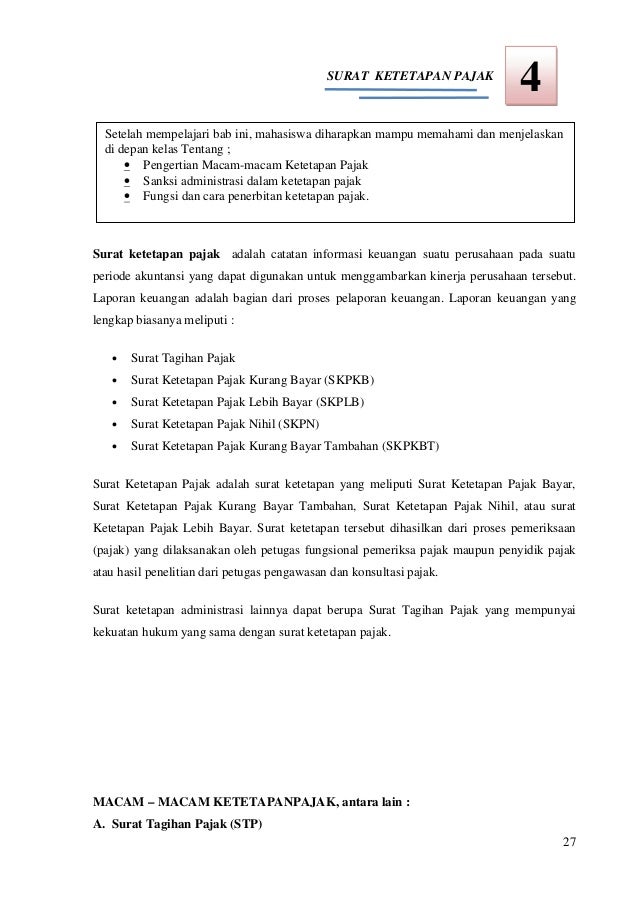 Contoh Soal Surat Ketetapan Pajak Kurang Bayar Tambahan