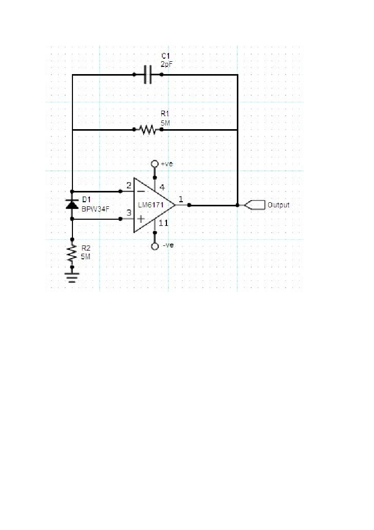 IR laser pulse detector using photodiode and opamp