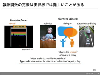 報酬関数の定義は実世界では難しいことがある
[0]
2017/11/28 4
 