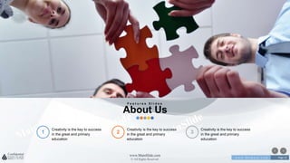 w w w . D o m a i n . c o m Page 23
www.MainSlide.com
© All Rights Reserved.
Confidential
F e a t u r e s S l i d e s
About Us
Creativity is the key to success
in the great and primary
education
2
Creativity is the key to success
in the great and primary
education
3
Creativity is the key to success
in the great and primary
education
1
 