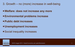 15
3. Growth – no (more) increase in well-being
Welfare: does not increase any more
Environmental problems increase
Pub...