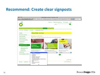 Recommend: Create clear signposts 