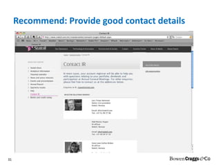 Recommend: Provide good contact details 