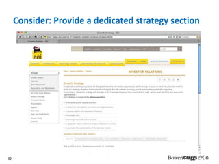 Consider: Provide a dedicated strategy section 