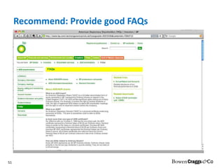 Recommend: Provide good FAQs 