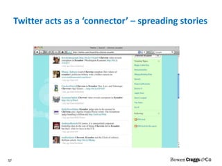 Twitter acts as a ‘connector’ – spreading stories 