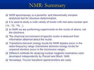NMR: Summary
 