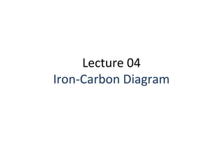 Lecture 04
Iron-Carbon Diagram
 