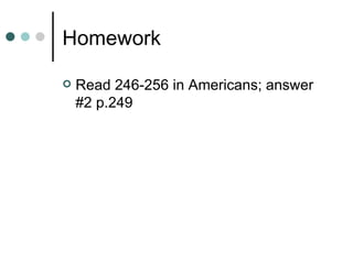 Homework Read 246-256 in Americans; answer #2 p.249 