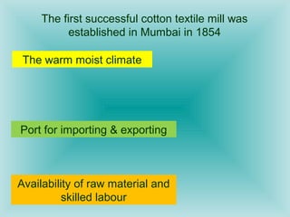 Now, some of the other centres of cotton industry are

     Coimbatore                     Kolkata

        Kanpur
       ...