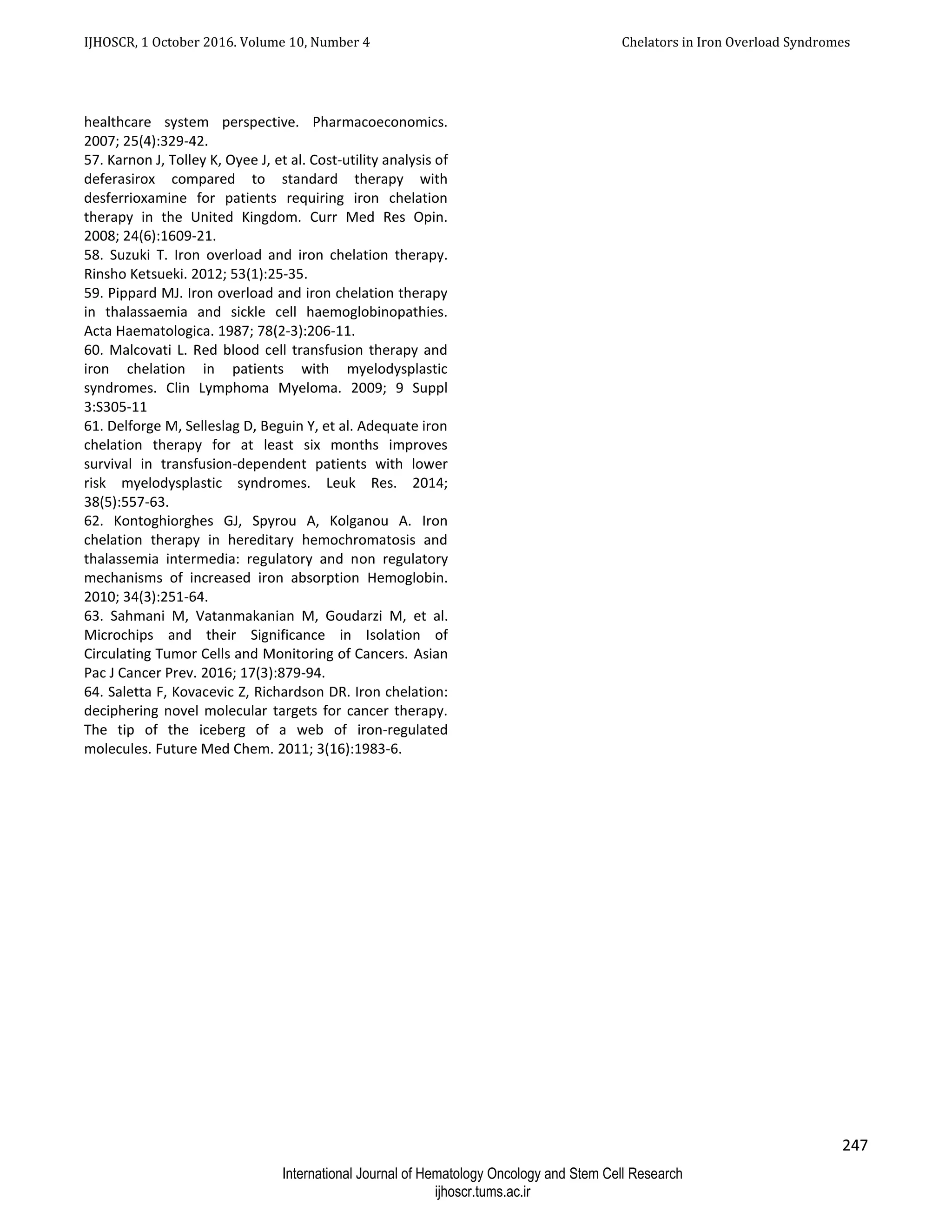 Iron chelators in treatment of iron overload syndromes | PDF