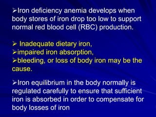 Iron Rbc Feedback Iron deficiency anaemia 2018 | PPTX
