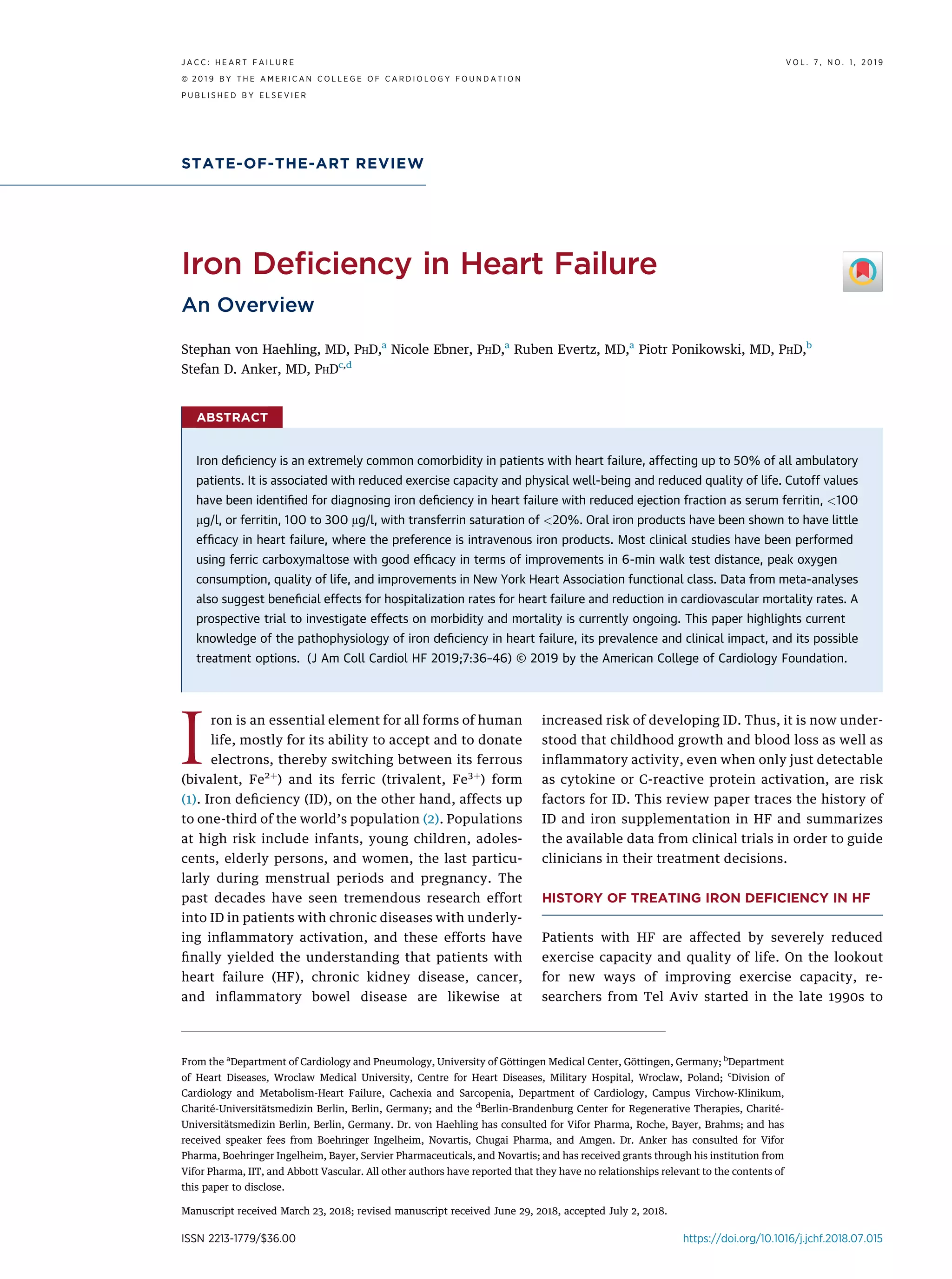 Iron deficiency in heart failure | PDF
