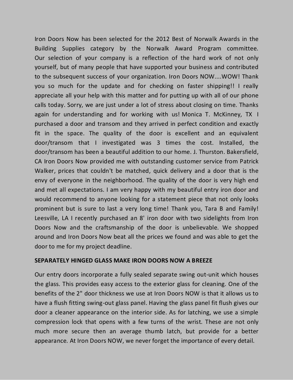 Iron doors now finishes