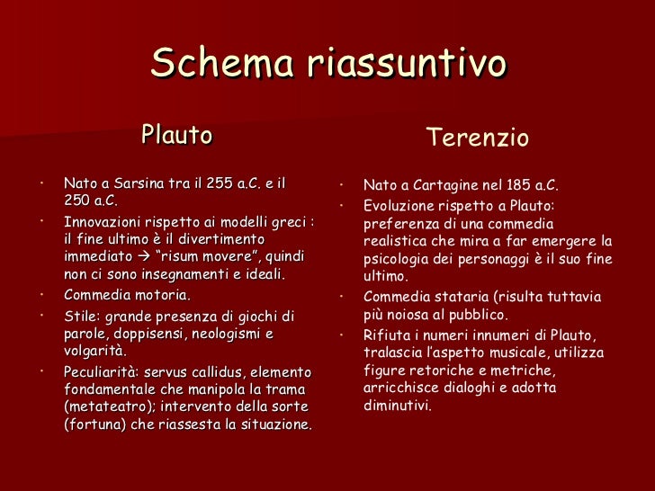 Differenze Tra Plauto E Terenzio Powerpoint