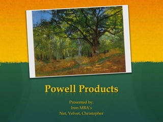 Powell Products Presented by,  Iron MBA’s Net, Velvet, Christopher 