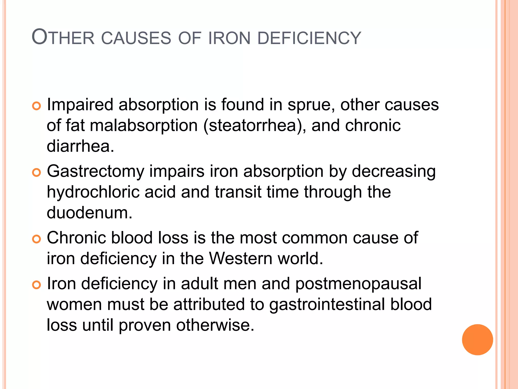 Iron metabolism, iron deficiency