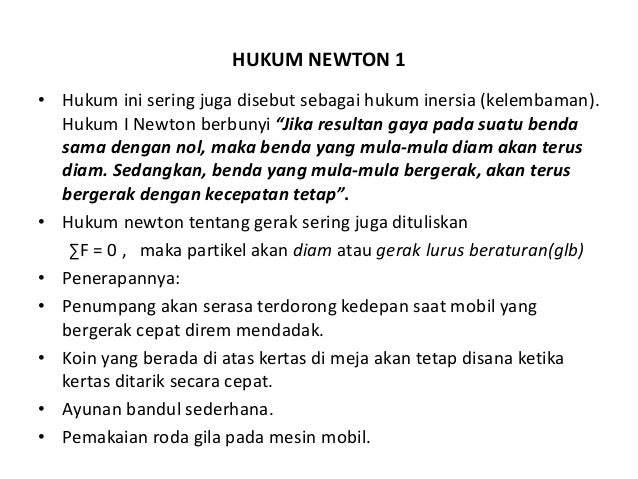 Rumus hukum newton 1 2 3 dan contohnya