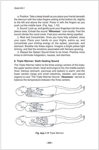 Appendix I


   a. Position: Take a deep breath as you place your hands beneath
the sternum with the index fingers resting...