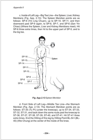 Appendix II


      c. Inside of Left Leg—Big Toe Line—the Spleen, Liver, Kidney
Meridians (Fig. App. 2.13): The Spleen Me...