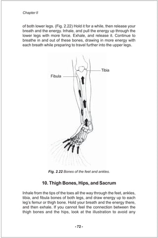 Chapter II


of both lower legs. (Fig. 2.22) Hold it for a while, then release your
breath and the energy. Inhale, and pul...