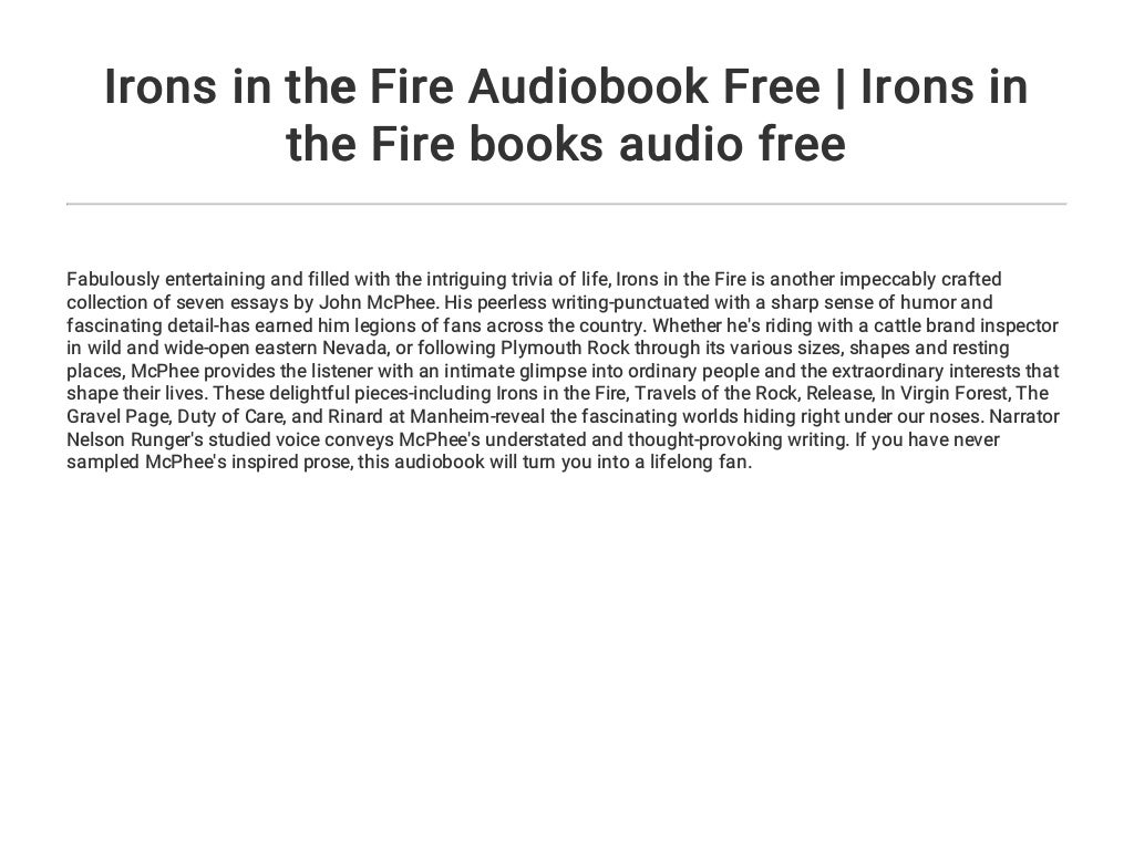 Irons in the Fire Audiobook Free Irons in the Fire books audio free