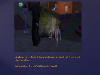 Anyhow, this is Buffy. I thought she was an adult but it turns out
she’s an elder.
My question if is she’s still able to breed?
 