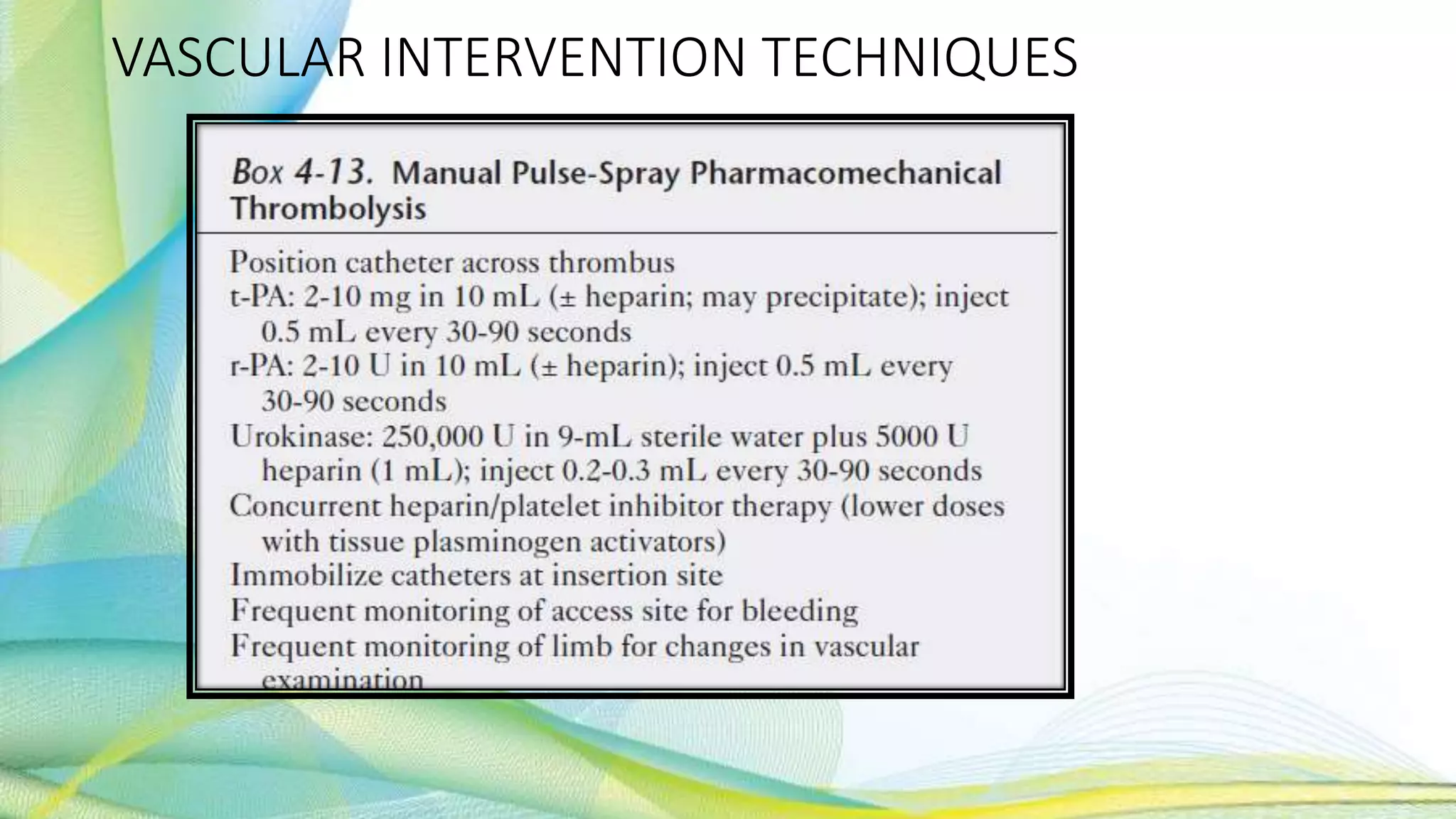 VASCULAR INTERVENTION TECHNIQUES
 