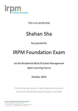 IRPM Foundation Certificate PDF IRPM Foundation Certificate PDF