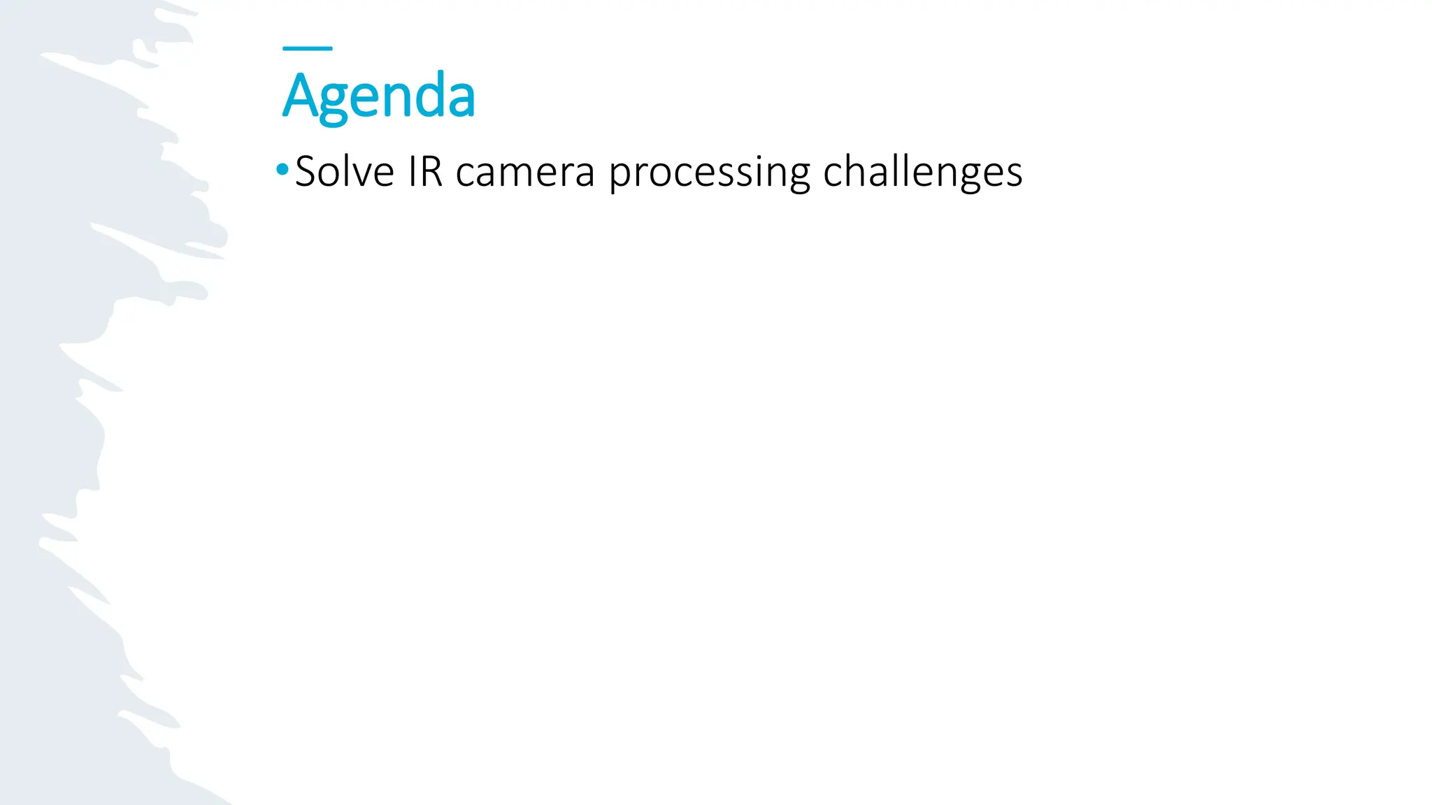Agenda
•Solve IR camera processing challenges
 