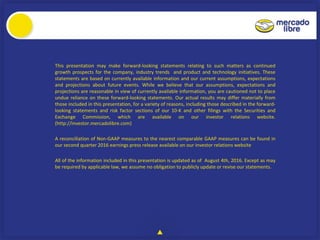 This presentation may make forward-looking statements relating to such matters as continued
growth prospects for the compa...