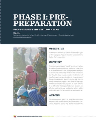 PREPARING INFORMAL RECYCLER INCLUSION PLANS: AN OPERATIONAL GUIDE
PHASE I: PRE-
PREPARATION
STEP 0: IDENTIFY THE NEED FOR ...