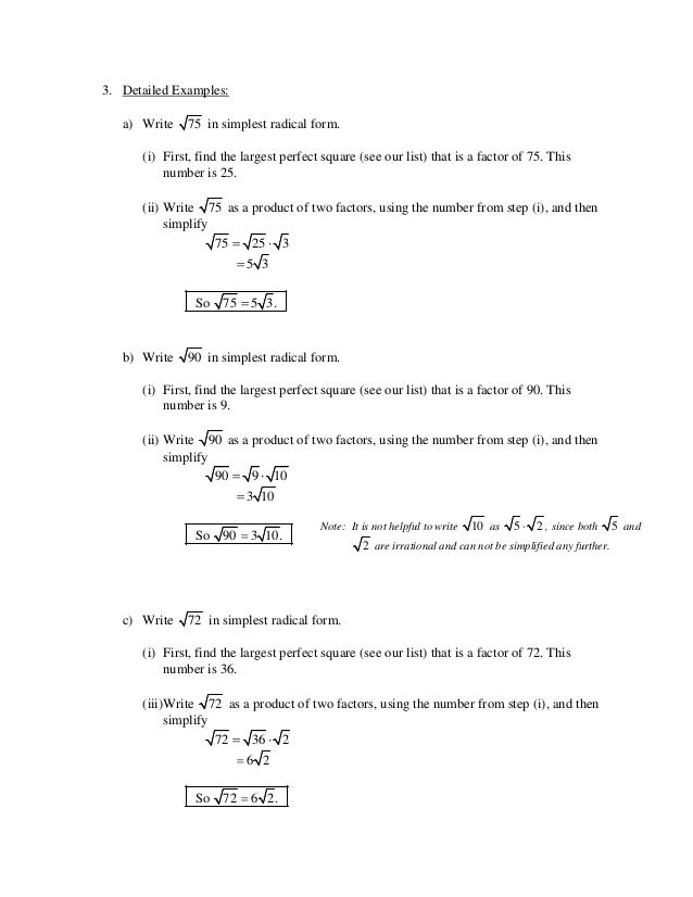 irrational numbers square root of 72 in radical form