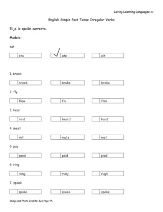 Simple Rang Inglés Para Hispanoblantes: English Simple Past Tense Irregular Verbs | PDF