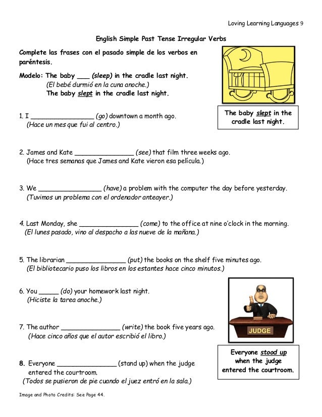 Inglés Para Hispanoblantes English Simple Past Tense Irregular Verbs