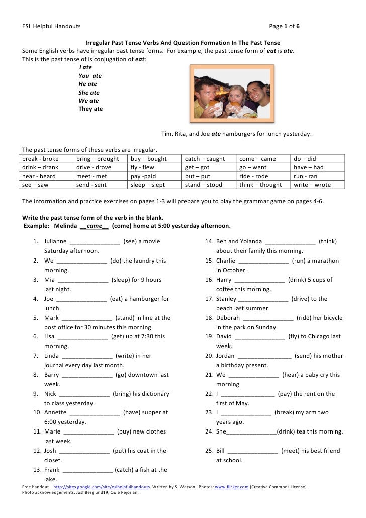 Irregular past tense verbs and question formation in the ...