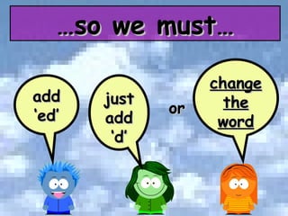 … so we must… or add ‘ed’ just add ‘d’ change the word 