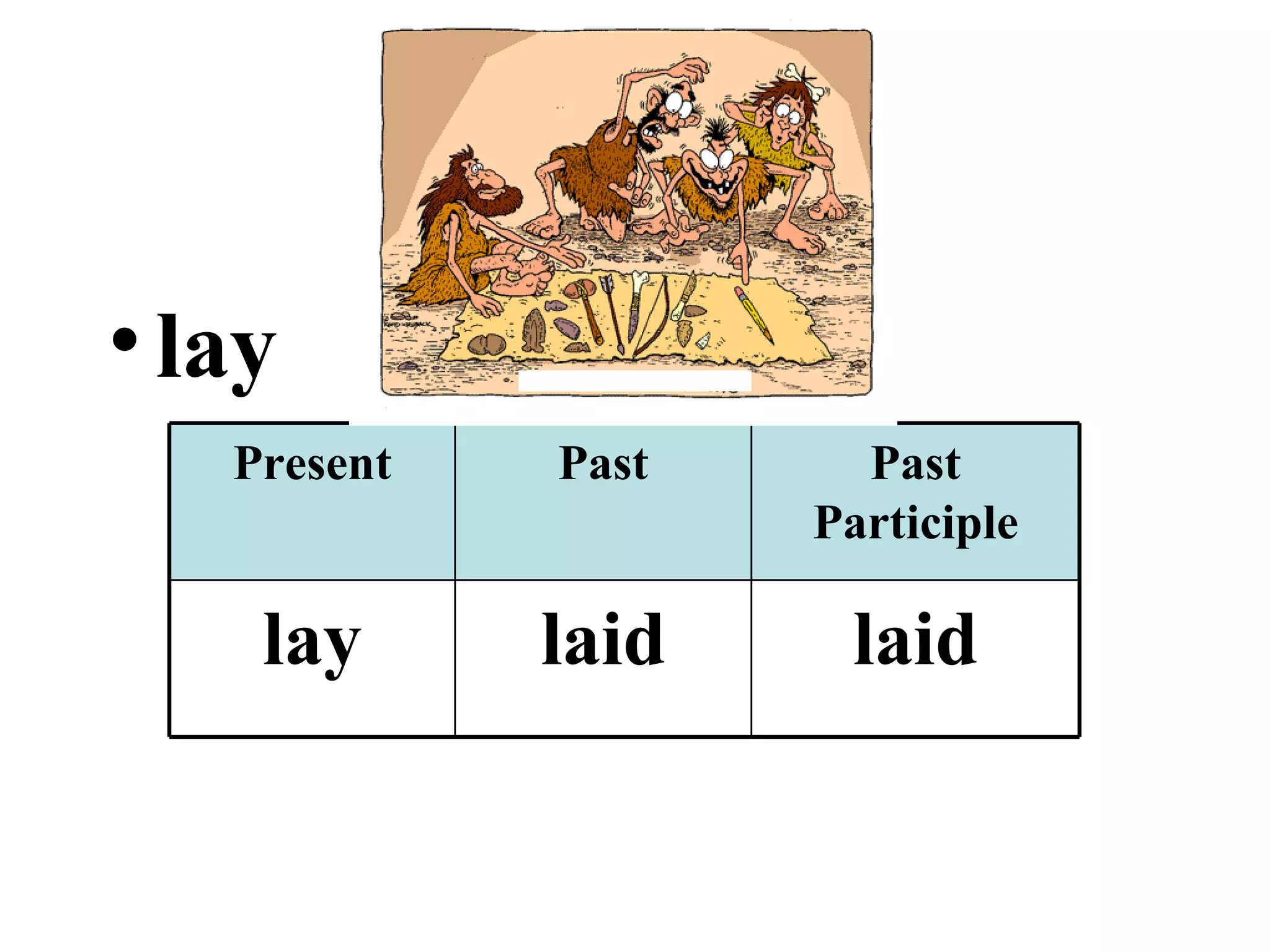 lay laid laid lay Past Participle Past Present 