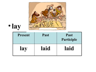 lay Present Past Past Participle lay laid laid 