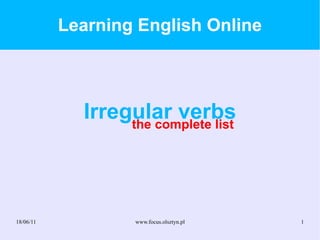 Learning English Online Irregular verbs the complete list 
