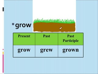  grow
 Present   Past     Past
                  Participle

 grow      grew   grown
 