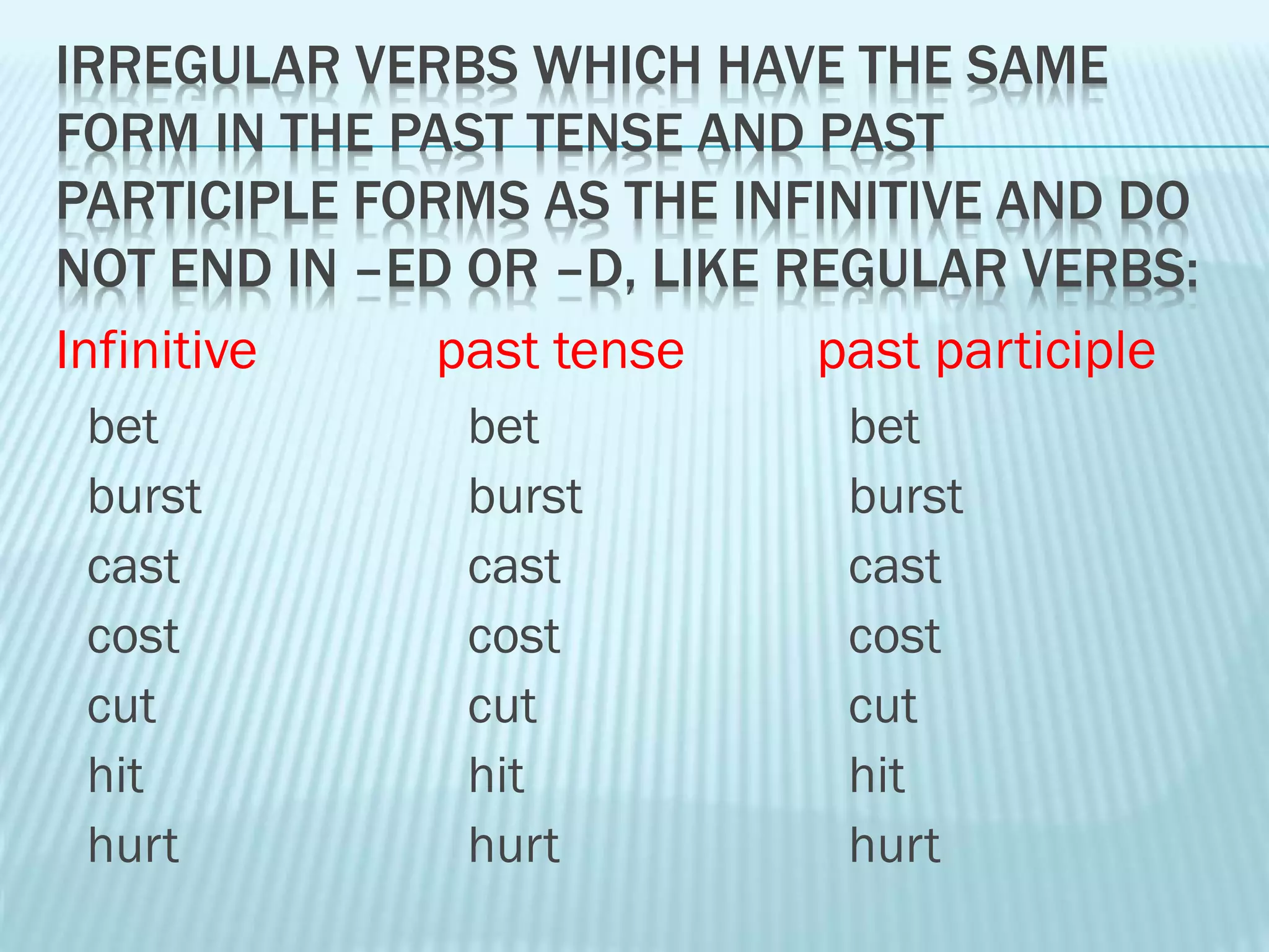 Irregular Verbs | PPTX