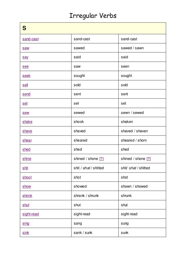 Irregular verbs
