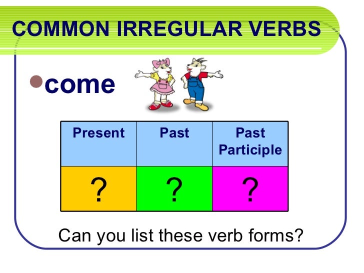 Irregular verbs practice (examples of helping verbs)