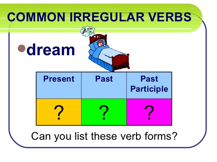 Irregular verbs practice (examples of helping verbs)