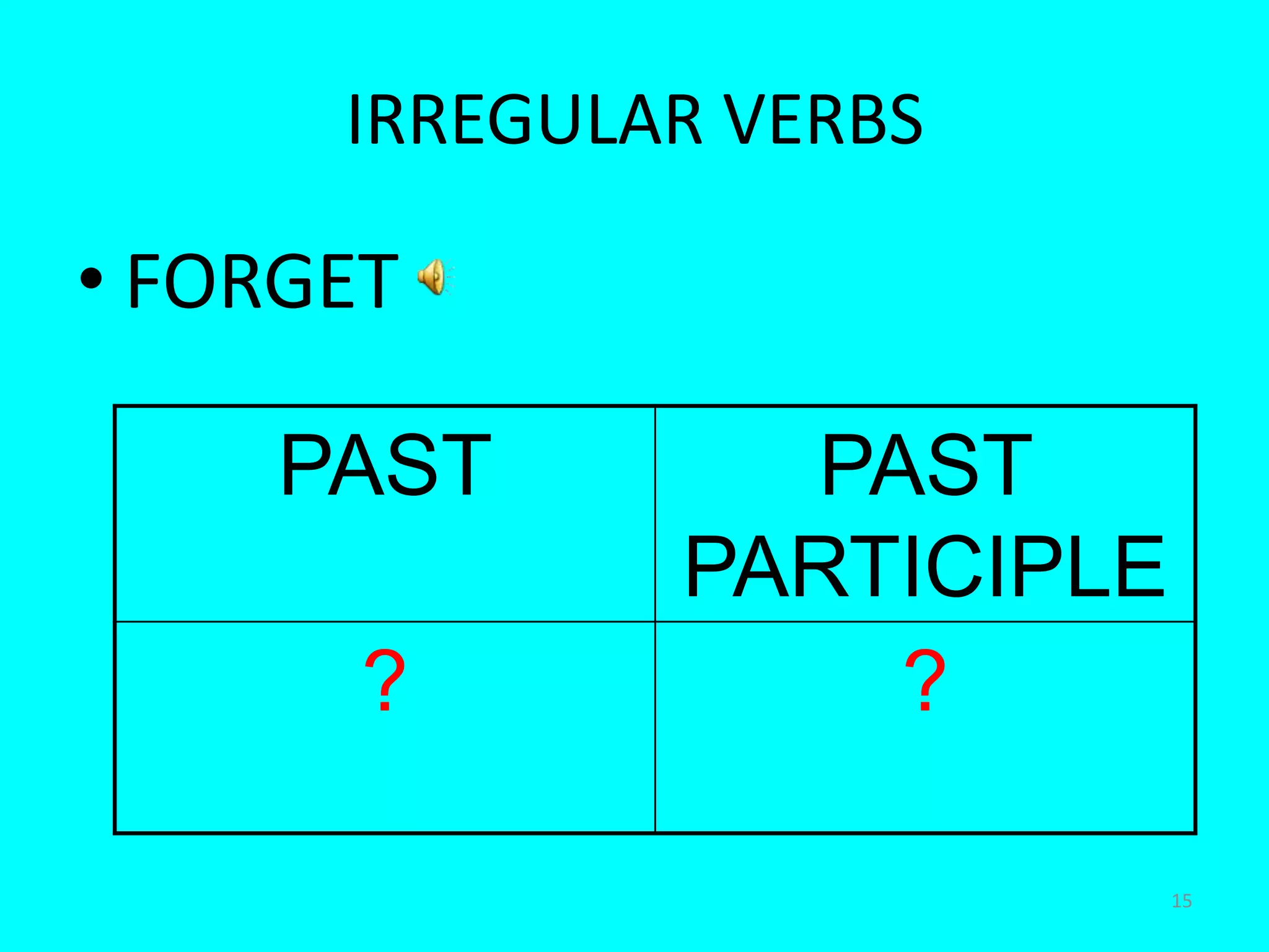 15IRREGULAR VERBSFORGET